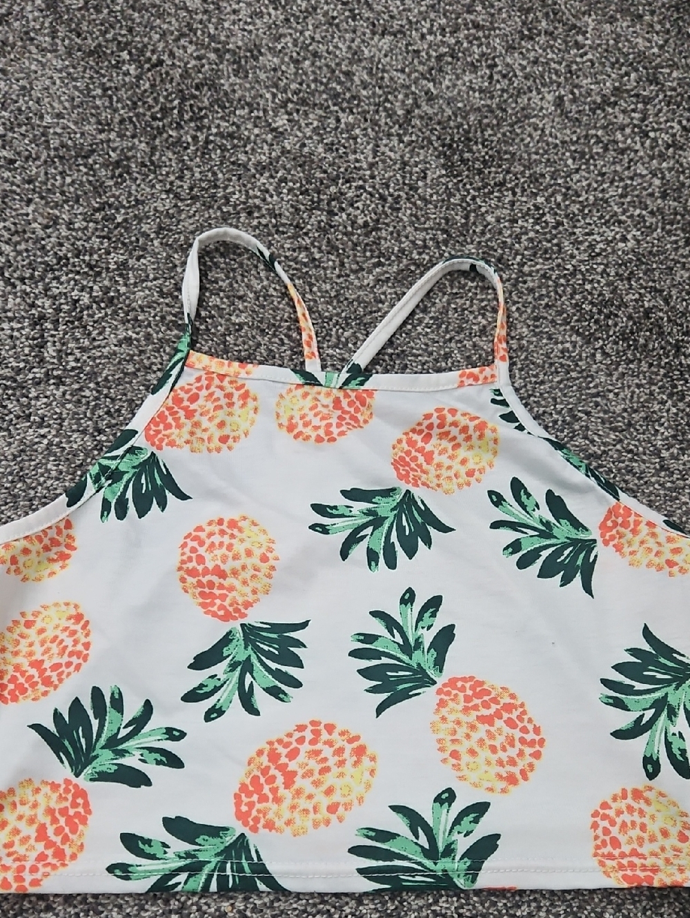Pineapple Print White Crop Tank Top